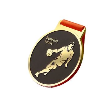 Medalla de Baloncesto de Esmalte 3D Personalizada, Medalla Deportiva Circular Dorada con Cinta de Satén, Impresión Grabada, Logotipo Personalizado de Alta Calidad - Product Image 3