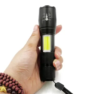 Senter led mini bertenaga baterai 18650 genggam kecil aluminium luar ruangan zoom tahan air