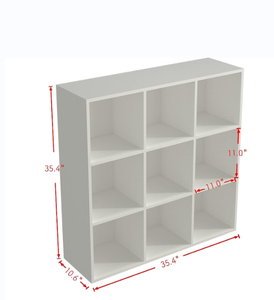 OUHAN Librería 9-Cube-Estantería abierta de madera de <span class=keywords><strong>3</strong></span> <span class=keywords><strong>niveles</strong></span> de piso a techo para el hogar y la Oficina, vitrina, Blanco cálido - Product Image 1