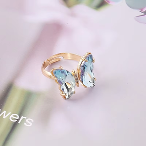 Anello a farfalla con apertura regolabile da <span class=keywords><strong>donna</strong></span> con personalità femminile alla moda per ragazze anelli <span class=keywords><strong>di</strong></span> vetro con farfalle colorate - Product Image 5