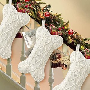 Knitted <b>Christmas</b> <b>Stocking</b> for Family Party Festive Bone Shape <b>Dog</b> <b>Stocking</b> <b>Christmas</b> Xmas Hanging <b>Christmas</b> Decor - Product Image 4