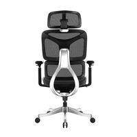 Chaise de bureau ergonomique moderne à dossier haut, dossier divisé, appui-tête réglable, soutien lombaire flexible, pivotante en alliage d'aluminium
