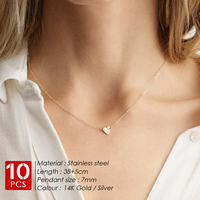eManco 10PCS Collier Cœur Double Trou en Acier Inoxydable Délicat, Chaîne de Cœur Minuscule pour Superposition, Ras-de-cou pour Femme, Quotidien, Bureau