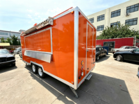 Remorque alimentaire orange, camion de restauration mobile entièrement équipé, remorque de vente commerciale pour la restauration, camion de vente ambulante pour les collations