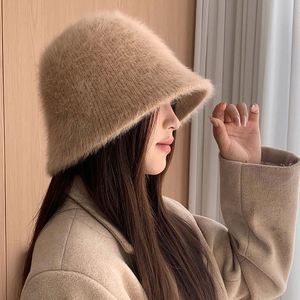 Faux Fur Trimmed <b>Beanie</b> for Women Girls Russian Style Furry Winter Bucket Hats Warm Ski Snow Hat Promotion Gifts - Product Image 3