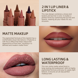 Lápiz Labial Vegano Mate de Larga Duración, Delineador de Labios Resistente al Agua, Marca Privada, Set de Brillo Labial Humectante y Voluminizador, Maquillaje - Product Image 3