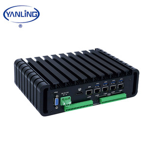 Fanless PC Industrial Intel processador 6th Gen Mini Computador com 4 LAN porta POE <span class=keywords><strong>2</strong></span> GPIO e larga da tensão - Product Image 1