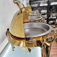 Nouveau Design Plats Chafing en Acier Inoxydable, Qualité Supérieure pour Hôtels, Plat de Service de Luxe Personnalisé, Réchaud Alimentaire Élégant Doré