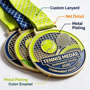 Médailles de tennis sur mesure, récompenses de tournoi, médailles sportives avec logo personnalisé, cordon personnalisé, médaille de récompense en métal de haute qualité - Product Image 2