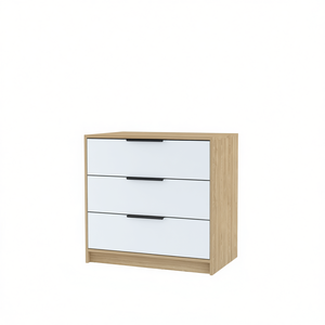 Commode de qualité supérieure à 3 tiroirs, finition pin blanc, meubles de chambre à coucher modernes - Product Image 1