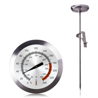Thermomètre à cadran haute température avec sonde, thermomètre mécanique à cadran bimétallique avec sonde en métal durable