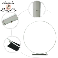 Support de toile de fond rond ANNIELU de 7 pieds en alliage d'aluminium avec base noire pour photomaton, mariage, décoration de fête à ballons