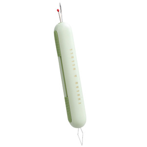 Aguja de ganchillo de doble punta, enhebrador de agujas, herramienta de costura manual de metal, verde, blanco, gris, amarillo cremoso - Product Image 4