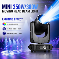 Nueva Llegada: Mini Cabeza Móvil Sharpy Beam de 350W 380W con Anillo, Doble Prisma, 14 Colores, Efecto Arcoíris, 17 Gobos, DMX512