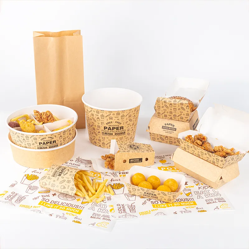 LOKYO Custom Design Einweg Pommes Frites Pommes Frites Kartoffeln Fast-Food-Verpackungs boxen zum Mitnehmen