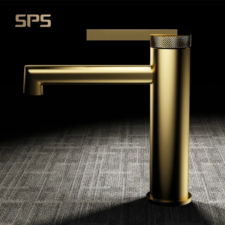 A3031 Luxury Hotel Bathroom Brass PVD Gold Wash Basin Single Lever Lavatory Hot and Cold Water Mixer Tap Sink Faucet
