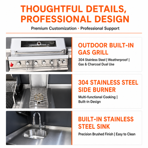 Custom Stainless Steel Outdoor Kitchen With Shed Zero Formaldehyde Garden Outdoor Kitchen Pod Antirust Patio <strong>BBQ</strong> Pod With Sink - Product Image 2