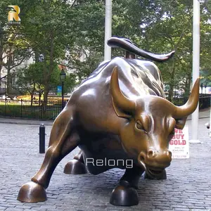 Hoge Kwaliteit Outdoor Bronzen Levensgrote New York Wall Street Bull Standbeeld