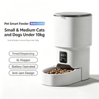 Distributeur automatique de nourriture pour animaux de compagnie 4L, commande par bouton, minuterie, alimentation par piles, anti-blocage, nourriture lyophilisée pour chats et chiens de petite et moyenne taille