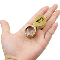 Loupe de bijoutier pliable chromée avec logo personnalisé, grossissement 30X21mm, lentille grossissante pour inspection, triple lentille or