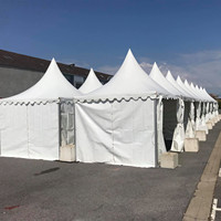 Tente Pagode 3x3m Robuste en Aluminium Anti-Vent avec Toile PVC Blanche Anti-UV Imperméable pour Extérieur