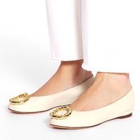 Nouvelle mode ballerines pliables avec boucle en cuir beige chaussures de danse ballerines pour femmes