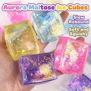 Jouet anti-stress souple et moelleux Aurora en forme de glaçon à rebond lent, rempli de maltose, en TPR, avec paillettes, pour enfants et adultes - Product Image 6