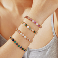 Nouveau design luxueux et haut de gamme, cuivre incrusté de zircon diamanté, bracelet trèfle coloré, tendance et polyvalent