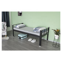 Vente directe d'usine dortoir moderne confortable en acier noir pour personnel lit simple en métal