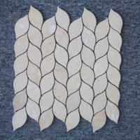 Nouvelle mosaïque en marbre à motif de feuilles beiges pour crédence de cuisine