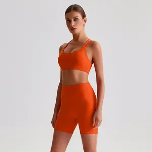 Completo Sportivo Sexy da Donna: Reggiseno Sportivo e Leggings Traspiranti con Schiena Aperta, Outfit per Yoga, Corsa e Palestra con <span class=keywords><strong>Pantaloncini</strong></span> per Attività all'Aperto - Product Image 6
