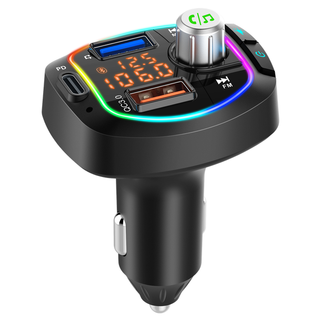 High Quality Car Wireless Music Mp3 Player with Dual Digital Tube Display Qc3.0 PD Quick Charge bluetooth FM Transmitter