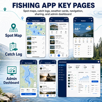 Développement d'une application de pêche en plein air personnalisée pour iOS et Android avec enregistrements des lieux de pêche, des enregistrements des prises, des données météorologiques LionCreate