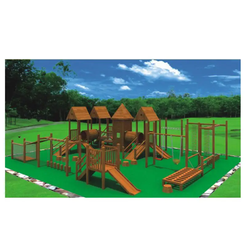 Wooden Children Playground Equipment Playground Sets Indoor Playground Slides Daycare Furniture Outdoor Castle Play House
