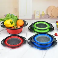 Colador de silicona plegable para cocina, colador de cesta plegable para lavar frutas y verduras, varios colores