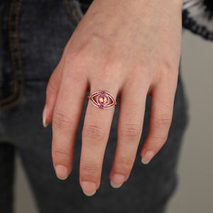 تعزيز الذهب قوس قزح تشيكيا وردي الذهب حجر أحمر التركية نوع الشر عين النساء خواتم بوهيميا محظوظ نوع الشر عين إصبع خاتم - Product Image 5