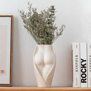 <span class=keywords><strong>Vase</strong></span> en céramique blanc mat, design artistique chic nordique, forme de corps sexy, moderne et unique, pour la décoration du salon - Product Image 3