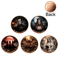 Pièce de monnaie en cuivre pur de 1 oz, vente en gros, pièce de défi personnalisée en cuivre rouge fin .999 pour collection ou cadeau, thème vampire Halloween
