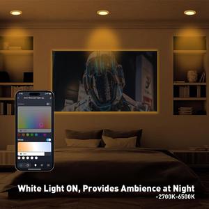 Panneau lumineux LED intelligent bicolore transfrontalier 6 pouces, lot de 6, RGBCW, pleine couleur, compatible Alexa, Google et Siri, intensité variable, certifié ETL - Product Image 5