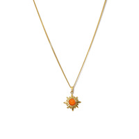 Nouveau Collier Pendentif Charme en Jade Orange Couleur Chaleureuse Délicat en Acier Inoxydable Plaqué Or 18K avec Pierre Naturelle pour Femme