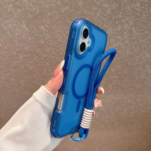 <span class=keywords><strong>Coque</strong></span> de téléphone hybride 2-en-1 en silicone antichoc avec design dégradé arc-en-ciel et cordon pour 16 Pro Max 14 Plus - Product Image 5