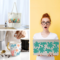 Autocollant de transfert UV DTF pour gobelet de 16 oz, motif tortue mignon, personnalisé, étanche, pour vente en gros et en vrac