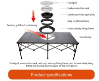 Table de barbecue coréenne pliable d'extérieur avec gril intégré, portable