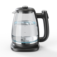 Bouilloire en verre 1,8L/2,0L ZY-305, base en acier inoxydable, 1500W, ébullition rapide, arrêt automatique, 220V/110V personnalisable