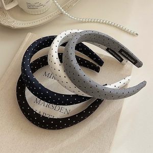 Fascia per <span class=keywords><strong>capelli</strong></span> retrò casual semplice fatta <span class=keywords><strong>a</strong></span> mano con pois, stile coreano, versatile, <span class=keywords><strong>a</strong></span> corona alta, per uscire, fermacapelli, elastico per <span class=keywords><strong>capelli</strong></span> - Product Image 2