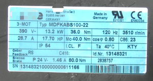 มอเตอร์ Plc MDFKABS100-22 หมายเลข 13148321 120Hz 390V 132kW พัดลม Plc MDFKABS100-22 มอเตอร์ 13148321 120Hz 390V 132kW พัดลม Plc Prog - Product Image 3