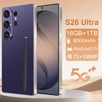 Smartphone de Luxe Haut de Gamme S26 Ultra Or 16 Go + 1 To Écran HD 7,3 Pouces Appareil Photo 108 MP 3G/4G/5G Android 15 Téléphone Portable à Charge Rapide 100W
