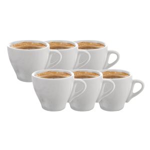Juego de 6 tazas de café de cerámica blanca con asas - Product Image 1
