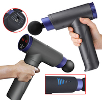Pistola de Masaje Fascial Eléctrica para Fitness, Masajeador Muscular con Vibración Ligera y 4 Cabezales de Masaje y Batería de 2500mAh