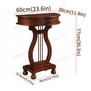 23.6" Harp Semi-Circle Top Drawer Cherry Narrow <strong>Entry</strong> <strong>Table</strong> - Traditional Solid Wood Console <strong>Table</strong> for Hallway Living Room - Product Image 6